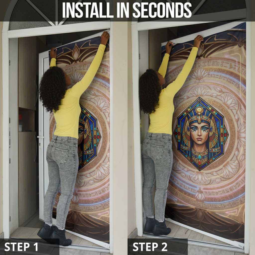 Isis Door Cover with Falcon Symbol and Sacred Geometry in Egyptian
