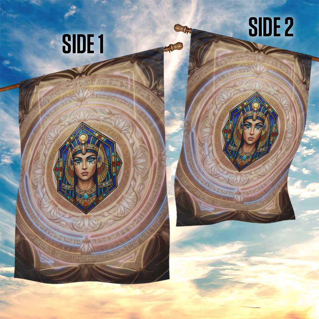 Isis Garden Flag with Falcon Symbol and Sacred Geometry in Egyptian