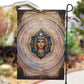 Isis Garden Flag with Falcon Symbol and Sacred Geometry in Egyptian