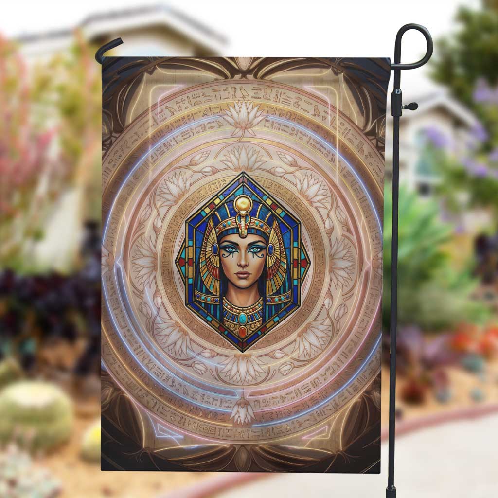 Isis Garden Flag with Falcon Symbol and Sacred Geometry in Egyptian