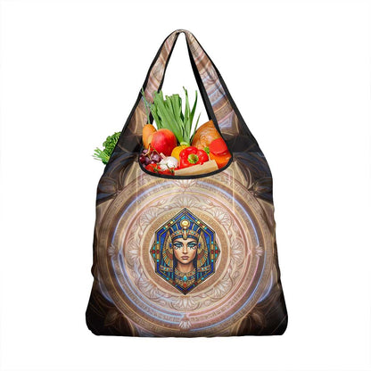 Isis Grocery Bag with Falcon Symbol and Sacred Geometry in Egyptian