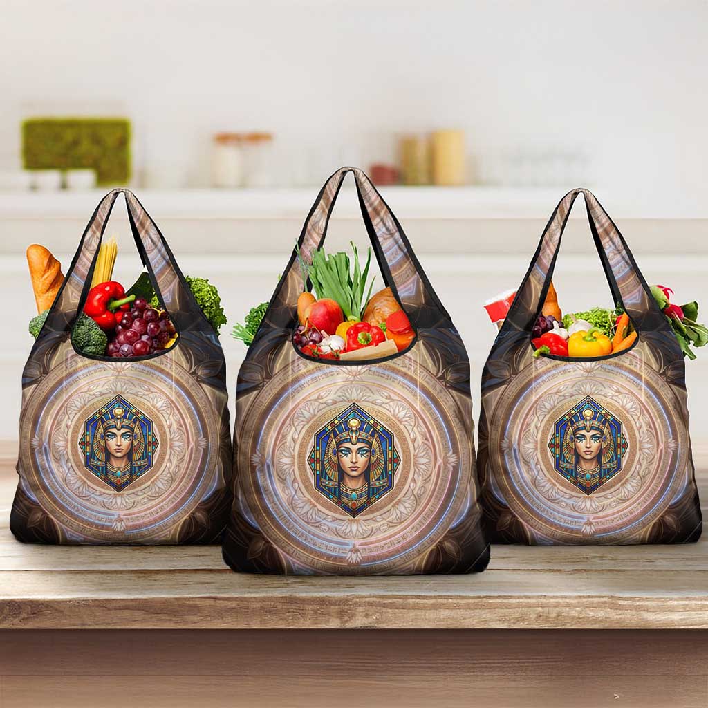 Isis Grocery Bag with Falcon Symbol and Sacred Geometry in Egyptian