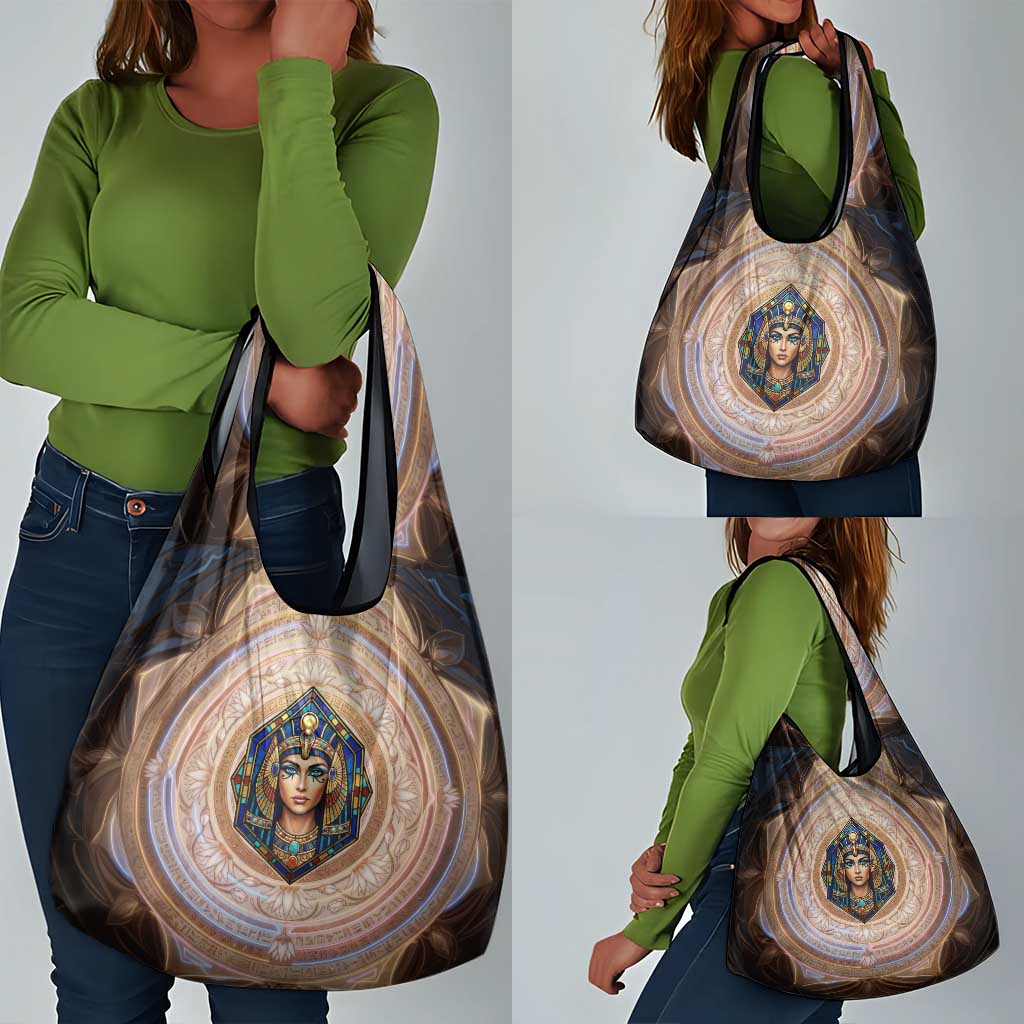 Isis Grocery Bag with Falcon Symbol and Sacred Geometry in Egyptian