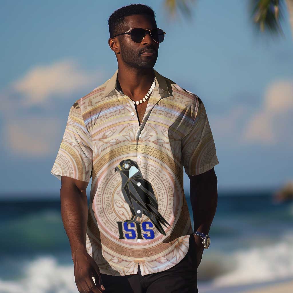 Isis Hawaiian Shirt with Falcon Symbol and Sacred Geometry in Egyptian