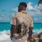 Isis Hawaiian Shirt with Falcon Symbol and Sacred Geometry in Egyptian