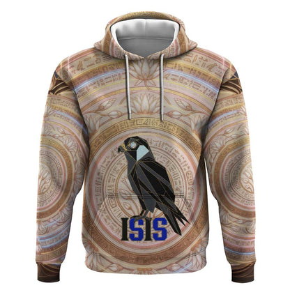Isis Hoodie with Falcon Symbol and Sacred Geometry in Egyptian