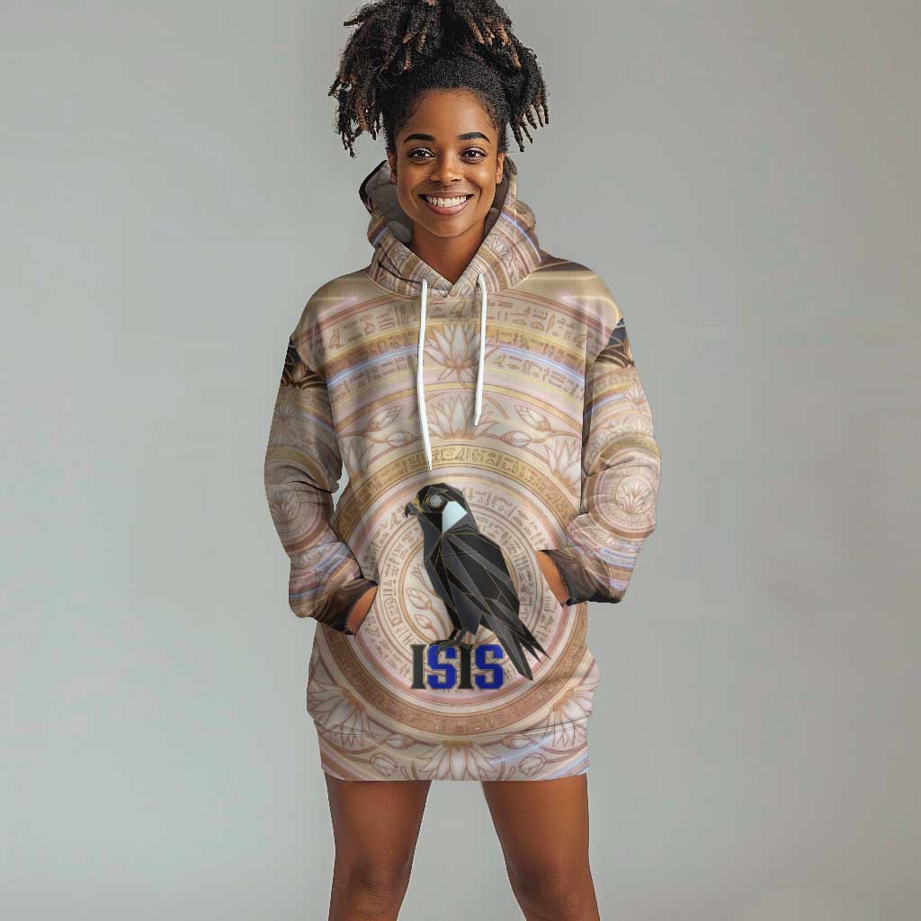 Isis Hoodie Dress with Falcon Symbol and Sacred Geometry in Egyptian
