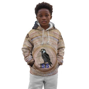 Isis Kid Hoodie with Falcon Symbol and Sacred Geometry in Egyptian