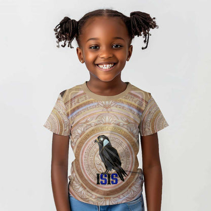 Isis Kid T shirt with Falcon Symbol and Sacred Geometry in Egyptian