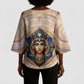 Isis Kimono Sleeve Blouse with Falcon Symbol and Sacred Geometry in Egyptian
