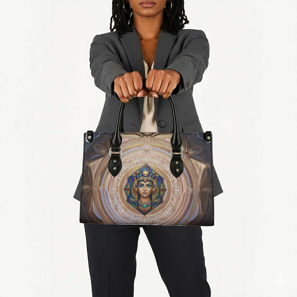 Isis Leather Bag with Falcon Symbol and Sacred Geometry in Egyptian