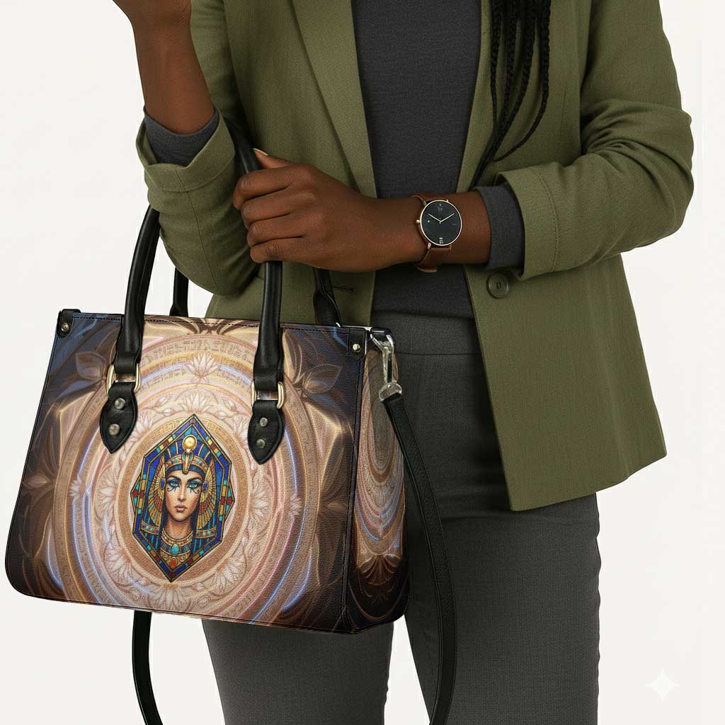 Isis Leather Bag with Falcon Symbol and Sacred Geometry in Egyptian