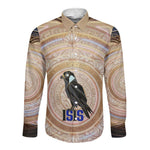 Isis Long Sleeve Button Shirt with Falcon Symbol and Sacred Geometry in Egyptian
