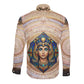 Isis Long Sleeve Button Shirt with Falcon Symbol and Sacred Geometry in Egyptian