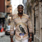 Isis Long Sleeve Button Shirt with Falcon Symbol and Sacred Geometry in Egyptian