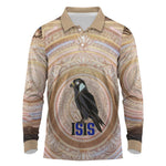Isis Long Sleeve Polo Shirt with Falcon Symbol and Sacred Geometry in Egyptian