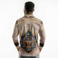 Isis Long Sleeve Polo Shirt with Falcon Symbol and Sacred Geometry in Egyptian