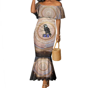 Isis Mermaid Dress with Falcon Symbol and Sacred Geometry in Egyptian