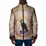 Isis Padded Jacket with Falcon Symbol and Sacred Geometry in Egyptian