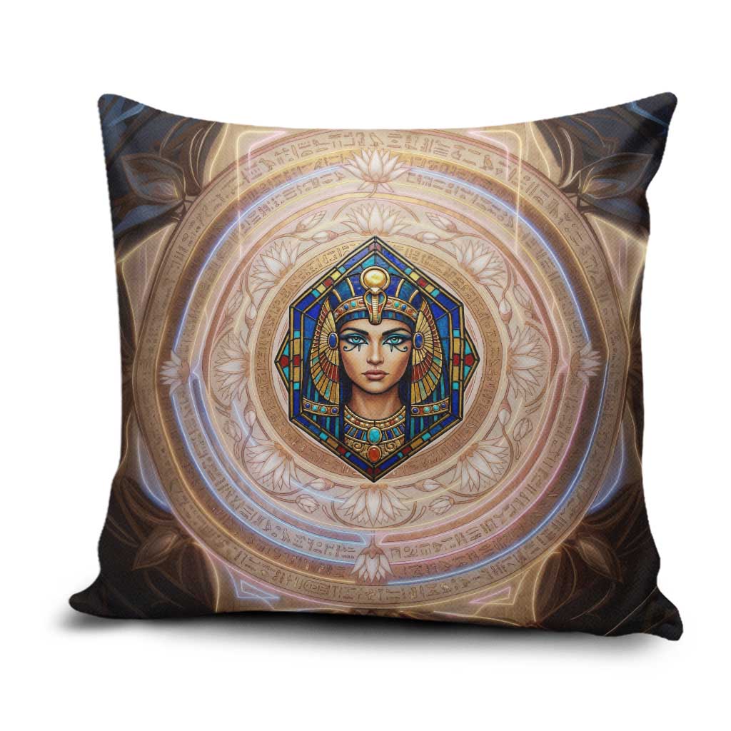 Isis Pillow Cover with Falcon Symbol and Sacred Geometry in Egyptian