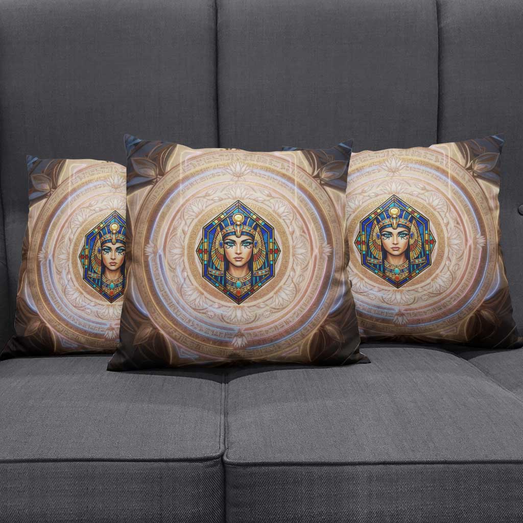 Isis Pillow Cover with Falcon Symbol and Sacred Geometry in Egyptian