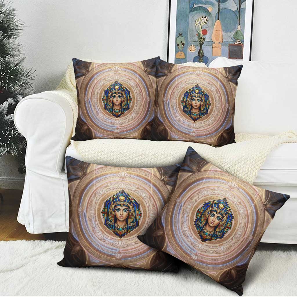 Isis Pillow Cover with Falcon Symbol and Sacred Geometry in Egyptian