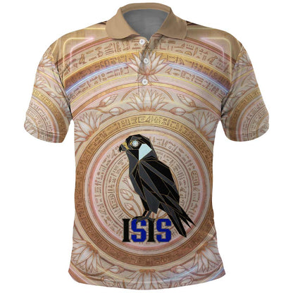 Isis Polo Shirt with Falcon Symbol and Sacred Geometry in Egyptian