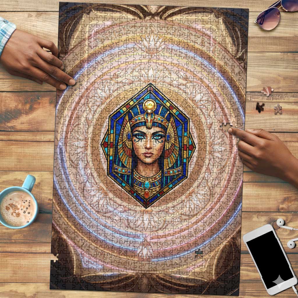 Isis Puzzle with Falcon Symbol and Sacred Geometry in Egyptian