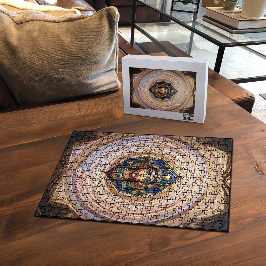 Isis Puzzle with Falcon Symbol and Sacred Geometry in Egyptian