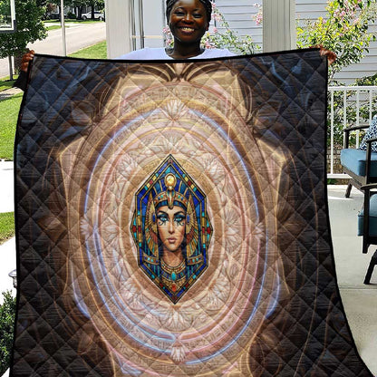 Isis Quilt with Falcon Symbol and Sacred Geometry in Egyptian