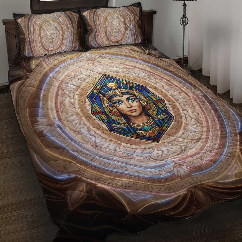Isis Quilt Bed Set with Falcon Symbol and Sacred Geometry in Egyptian