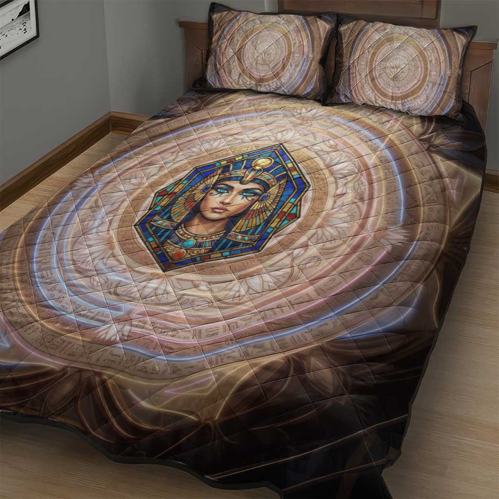 Isis Quilt Bed Set with Falcon Symbol and Sacred Geometry in Egyptian