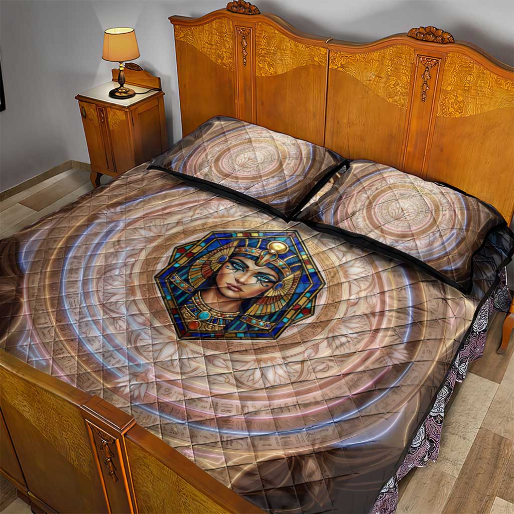 Isis Quilt Bed Set with Falcon Symbol and Sacred Geometry in Egyptian