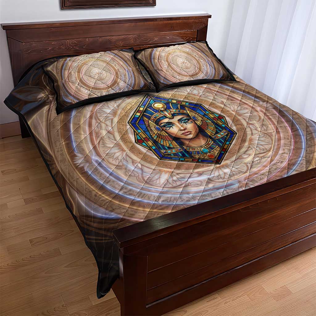 Isis Quilt Bed Set with Falcon Symbol and Sacred Geometry in Egyptian