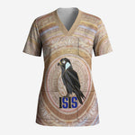 Isis Scrub Top with Falcon Symbol and Sacred Geometry in Egyptian