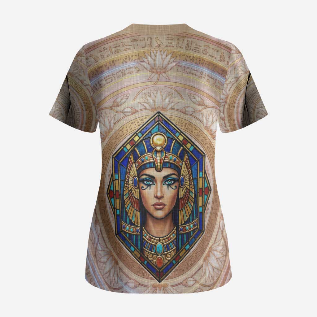 Isis Scrub Top with Falcon Symbol and Sacred Geometry in Egyptian