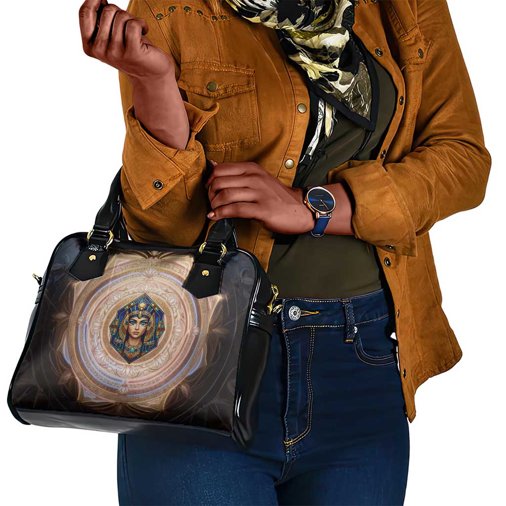 Isis Shoulder Handbag with Falcon Symbol and Sacred Geometry in Egyptian
