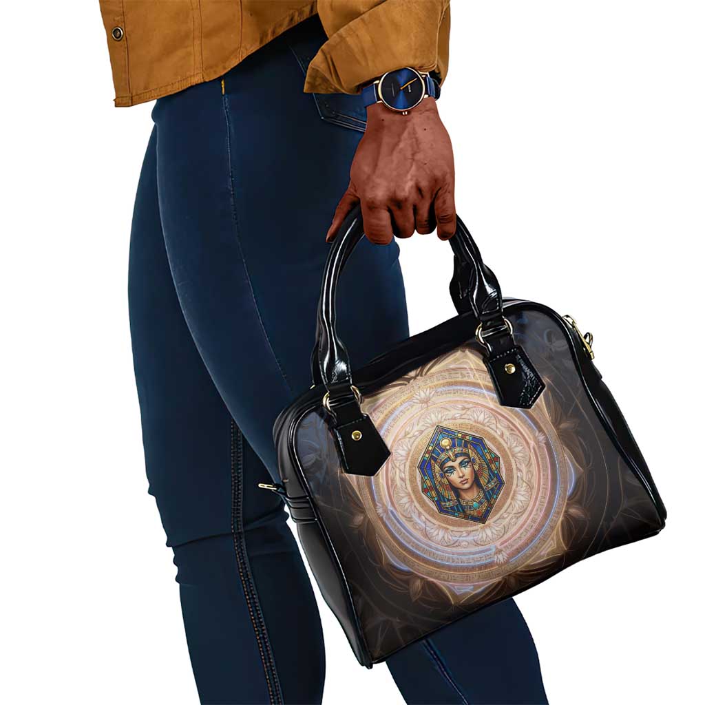 Isis Shoulder Handbag with Falcon Symbol and Sacred Geometry in Egyptian