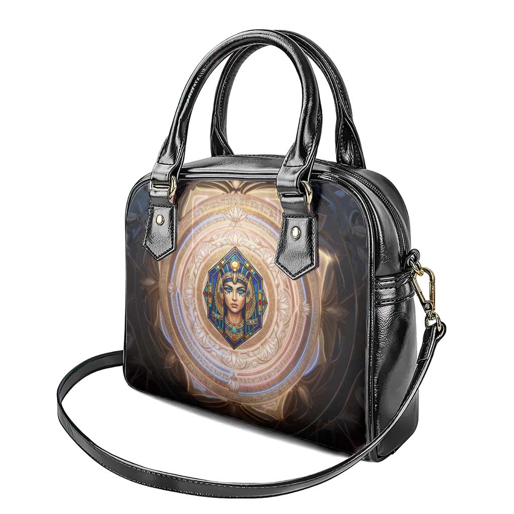 Isis Shoulder Handbag with Falcon Symbol and Sacred Geometry in Egyptian