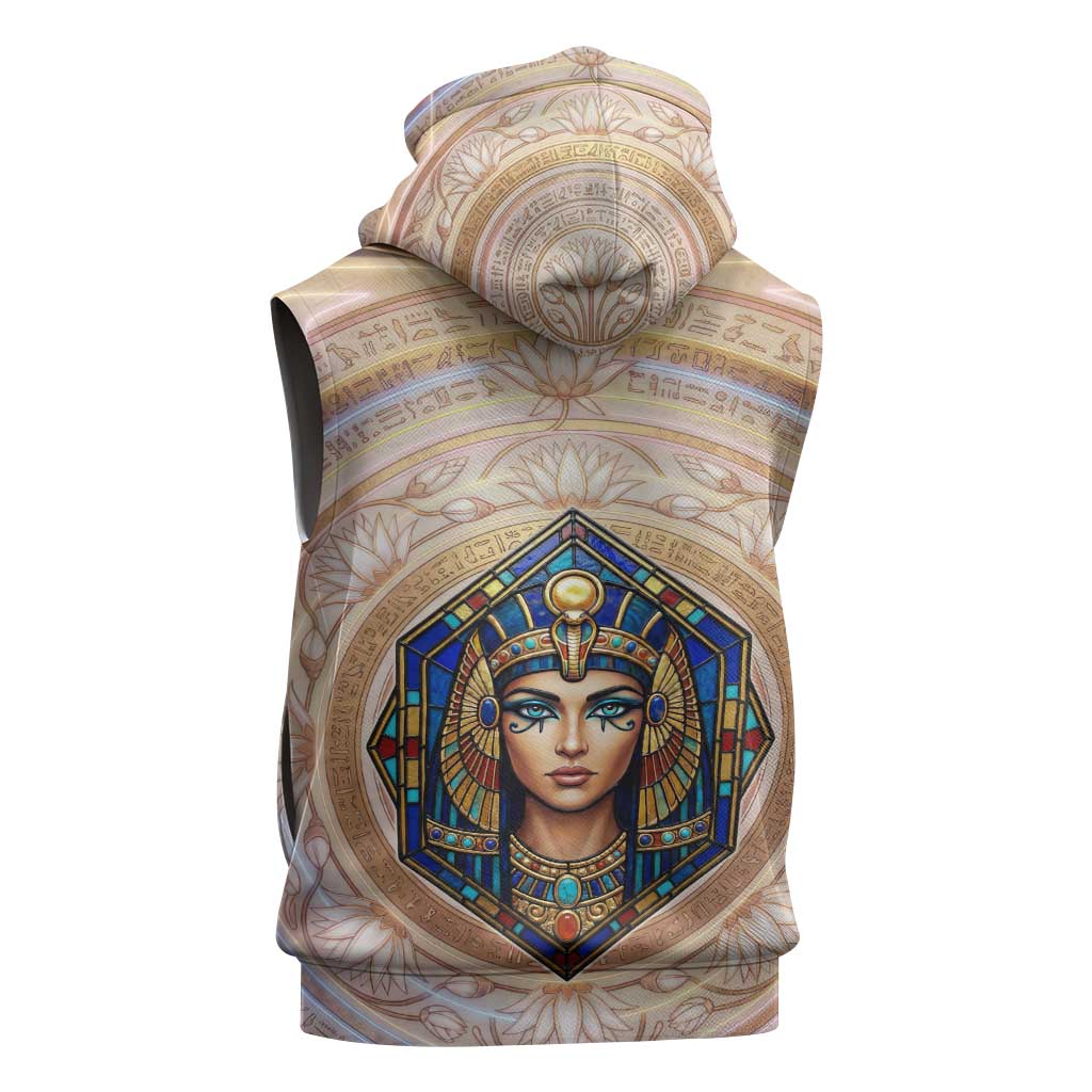 Isis Sleeveless Hoodie with Falcon Symbol and Sacred Geometry in Egyptian