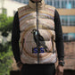 Isis Sleeveless Puffer Jacket with Falcon Symbol and Sacred Geometry in Egyptian