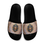 Isis Slide Sandals with Falcon Symbol and Sacred Geometry in Egyptian