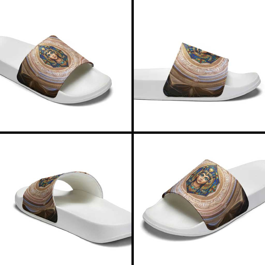 Isis Slide Sandals with Falcon Symbol and Sacred Geometry in Egyptian
