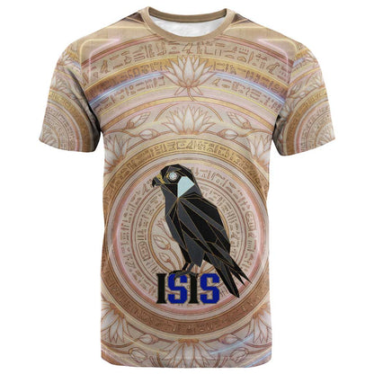 Isis T shirt with Falcon Symbol and Sacred Geometry in Egyptian