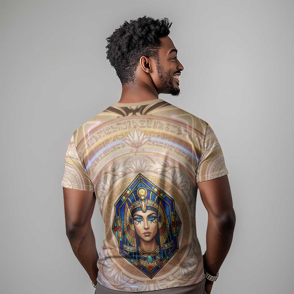 Isis T shirt with Falcon Symbol and Sacred Geometry in Egyptian