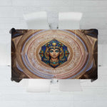 Isis Tablecloth with Falcon Symbol and Sacred Geometry in Egyptian