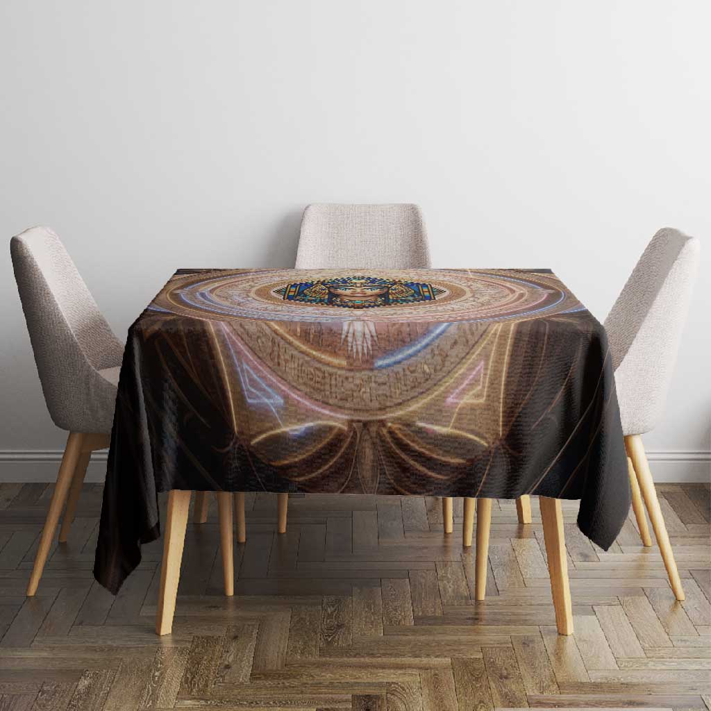 Isis Tablecloth with Falcon Symbol and Sacred Geometry in Egyptian