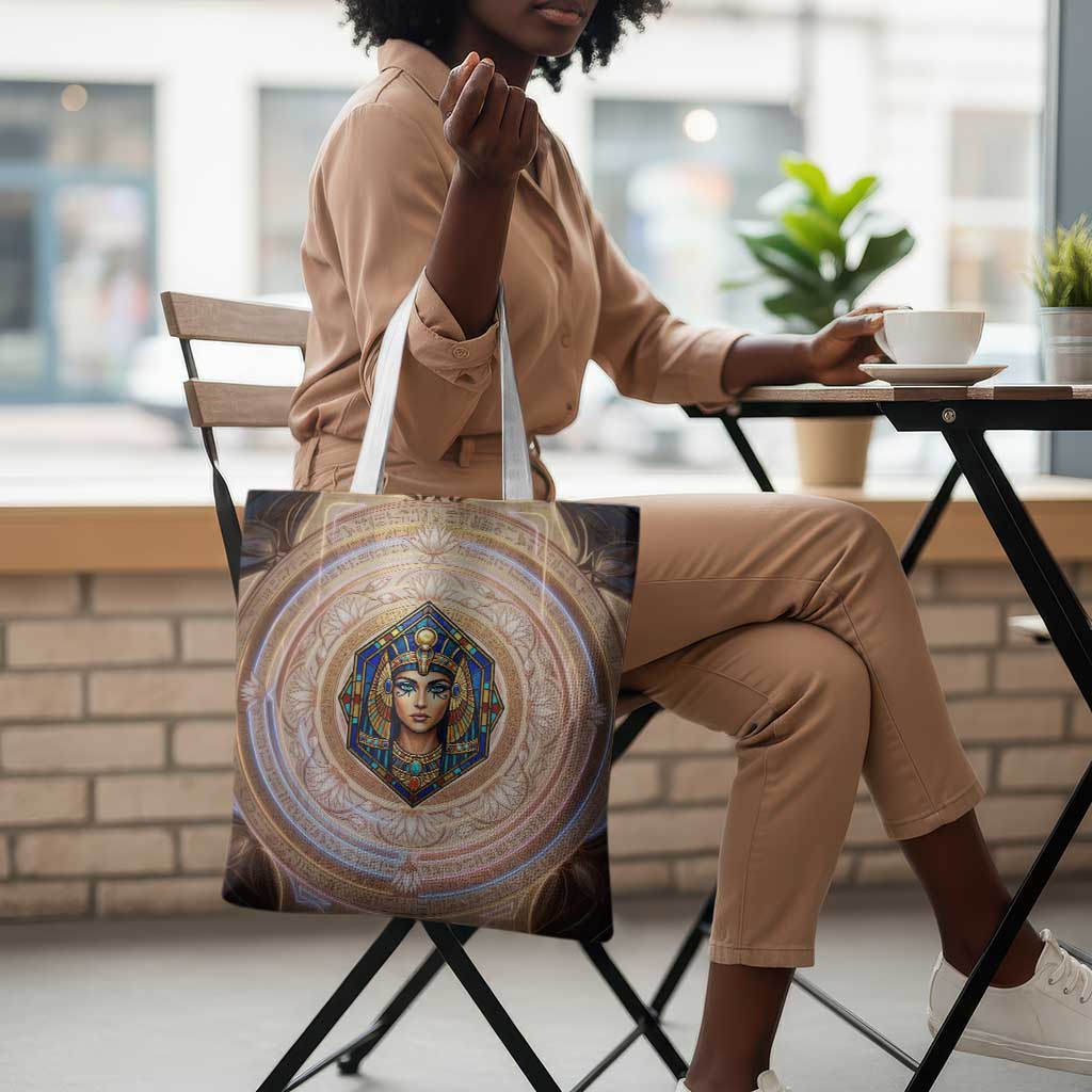 Isis Tote Bag with Falcon Symbol and Sacred Geometry in Egyptian