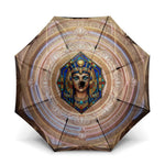 Isis Umbrella with Falcon Symbol and Sacred Geometry in Egyptian