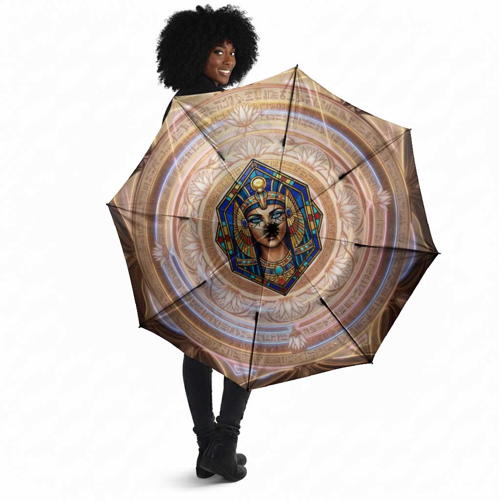 Isis Umbrella with Falcon Symbol and Sacred Geometry in Egyptian